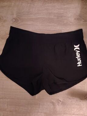 Hurley Black Women's Athletic Running Shorts with White Logo